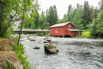 Old mill, dam and threshold on the river Jokelanjoki, Kouvola, Finland