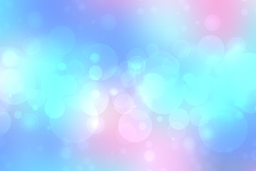 Obraz premium Abstract blurred fresh vivid spring summer light delicate pastel blue turquoise pink bokeh background texture with bright circular soft color lights. Card concept. Beautiful backdrop illustration.