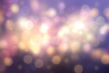 Obraz premium Purple abstract bokeh. Purple and blue gradient glowing background with bright blurred circles and glittering stars. Beautiful texture.