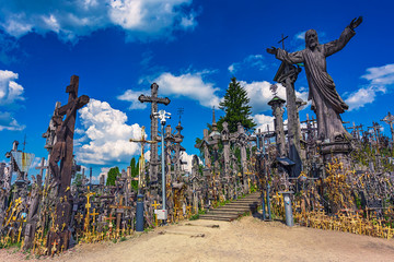 Obraz premium Landscape of Hill of crosses, Kryziu kalnas, Lithuania