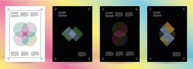 Fototapeta premium Futuristic Vector Geometric Cover Design with Gradient and Abstract Lines and Figures for your Business. Template Design with Hologram, Gradient Effect for Electronic Festival.