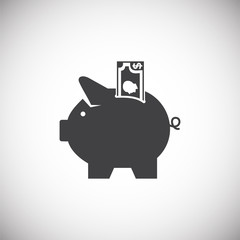 Piggy bank icon on background for graphic and web design. Simple illustration. Internet concept symbol for website button or mobile app