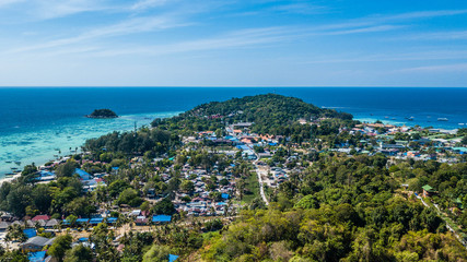 Aerial view of Koh Lipe, tropical beach in the south of Thailand