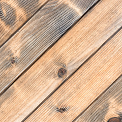Texture of the planks of an old wooden table in warm colors. Rustic wooden background.