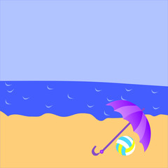 warm sandy beach on the shore of a large lake