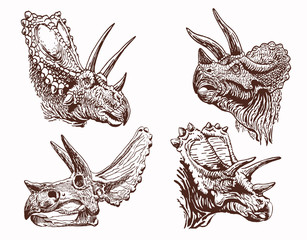 Graphical vintage set of dinosaurs ,vector retro illustration © Алексей Воробьёв