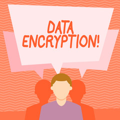 Text sign showing Data Encryption. Business photo text another form code that only showing with access secret key Faceless Man has Two Shadows Each has Their Own Speech Bubble Overlapping