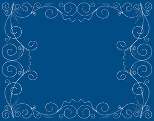 Vector card with a decorative frame from tendrils and swirls