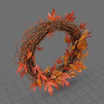 Autumn wreath with orange leaves