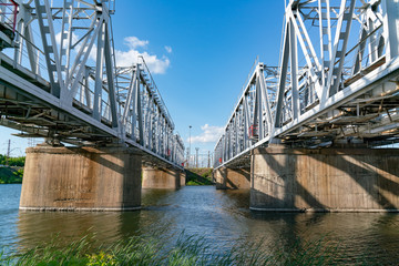 two railway bridges over a small river