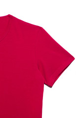 Red men's t-shirt isolated on white background. sleeve