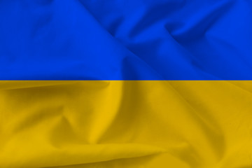 Beautiful silk flag of Ukraine with soft folds in the wind