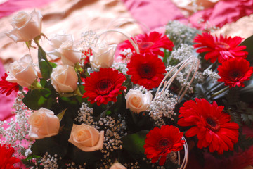 Close up of wedding  flowers bouquet.