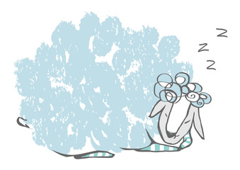 Funny sheep. Hand drawn vector illustration.