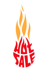 Fire flame sale icon isolated on the white background. Different shapes flat style. Vector illustration.