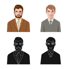 Vector design of hairstyle and profession symbol. Set of hairstyle and character vector icon for stock.