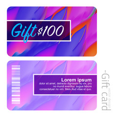 $ 100 gift card template. Plastic card vector design