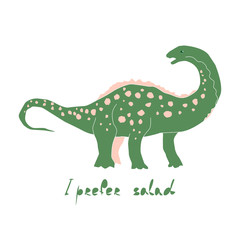 Cute dinosaur color hand drawn vector character