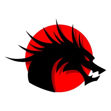 Creative dragon silhouette circle logo