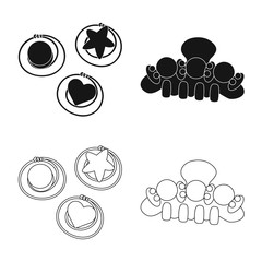 Isolated object of beauty and fashion logo. Collection of beauty and female stock vector illustration.