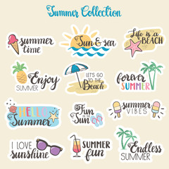 Colorful Summer Stickers Collection - vector eps10