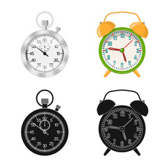 Isolated object of clock and time symbol. Set of clock and circle stock vector illustration.