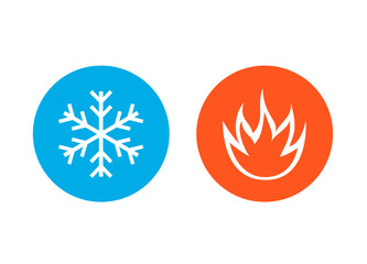 Fototapeta na wymiar Snowflake and fire icons vector