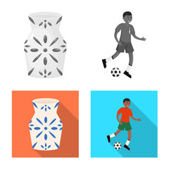 Isolated object of and historic icon. Collection of and country stock vector illustration.
