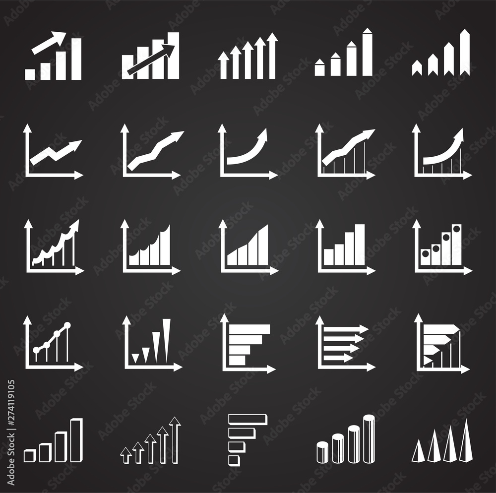 Poster up grow chart icons set on background for graphic and web design. simple illustration. internet conc