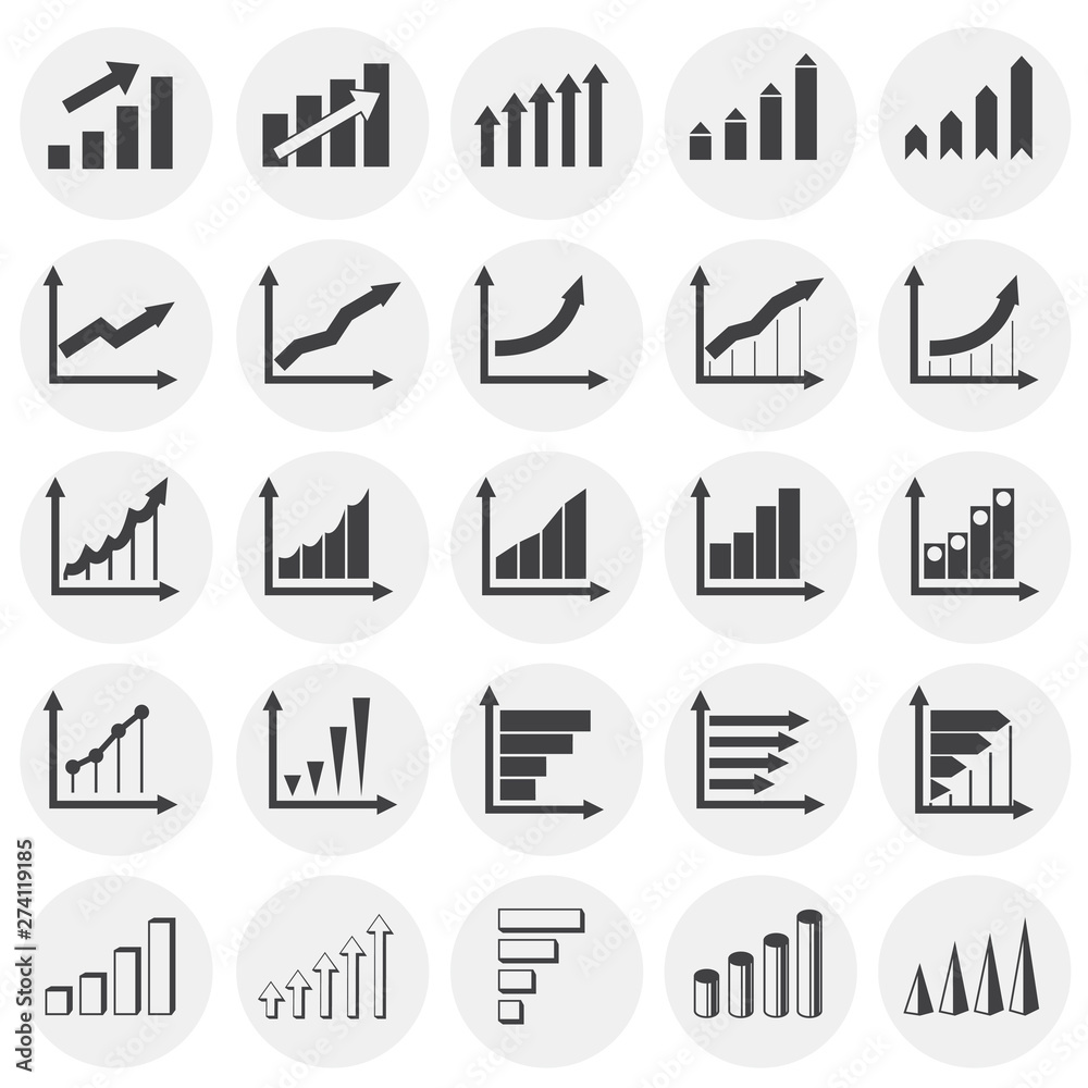 Poster up grow chart icons set on background for graphic and web design. simple illustration. internet conc