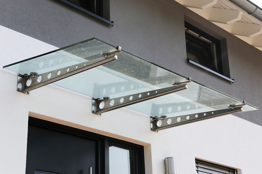 Haust&uuml;r-Vordach aus Glas