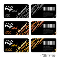 Set of stylish VIP gift card templates. Vector design of plastic cards with a bar code