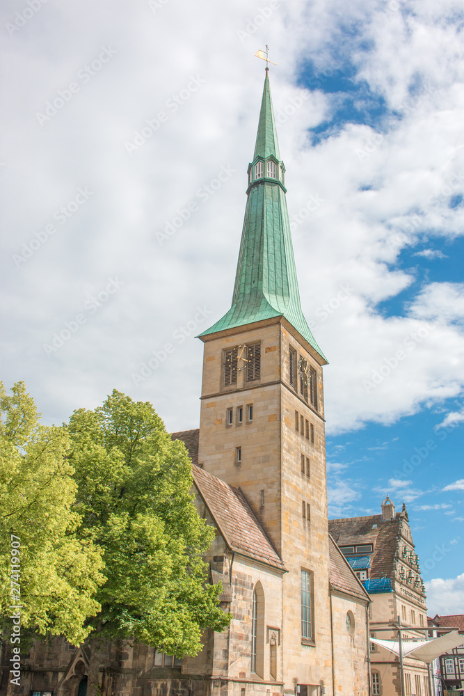 Wall mural market church (marktkirche) st. nicolai church (st. nicolai kirche) and wedding house (hochzeitshaus