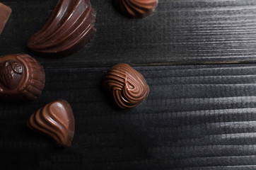 chocolate candies in the different forms and taste
