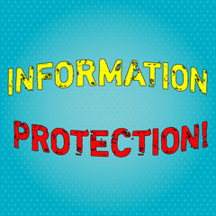 Conceptual hand writing showing Information Protection. Concept meaning Safeguard vital information from corruption or loss Light Beam Glowing on Seamless Blue Pastel Shade Tiny Polka Dots