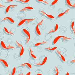 pattern. seamless. red fish. Chinese painting