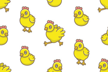 Seamless Pattern with Chicks. isolated on white background