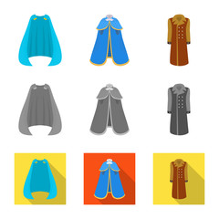 Isolated object of material and clothing symbol. Set of material and garment vector icon for stock.