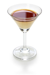 black and white, two color layered cocktail, homemade coffee liqueur and evaporated milk, alfonso13