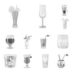 Vector illustration of bar and shaker symbol. Set of bar and restaurant stock vector illustration.