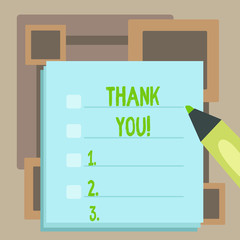 Handwriting text Thank You. Conceptual photo polite expression used when acknowledging gift service compliment Blank Colorful To Do Check List Planner Sheets with Tick Box and Marker Pen