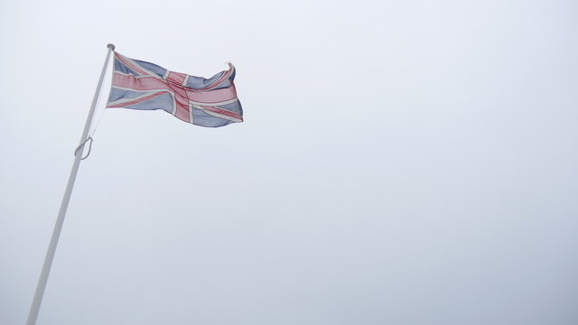 UK flag on top of castle