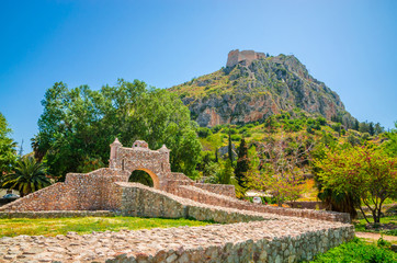 Fototapeta na wymiar Palamidi fortress on the hill in city Nafplio, Greece