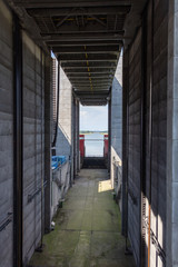 a gigantic ship lift overcomes 38 metres in altitude