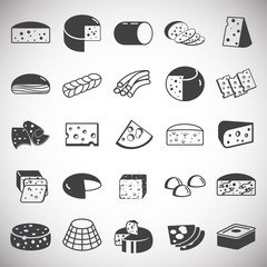 Cheese related icons set on background for graphic and web design. Simple illustration. Internet concept symbol for website button or mobile app.