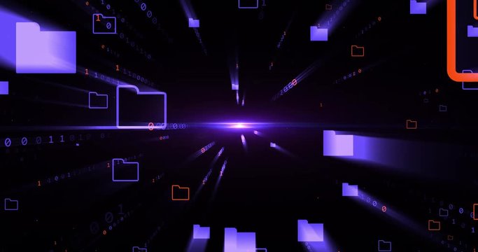 Digital binary data and folder, matrix streaming code background. 3d render