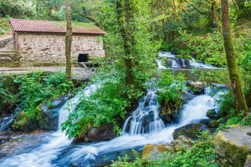 Waterfall and watermill in Armenteira river
