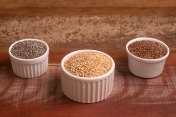 Vegan Omega 3 Source. Sesame, Linseed and Chia seeds