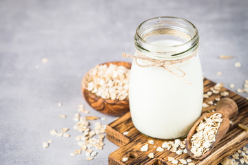 Vegan oat milk, non dairy alternative milk.