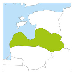 Map of Latvia green highlighted with neighbor countries